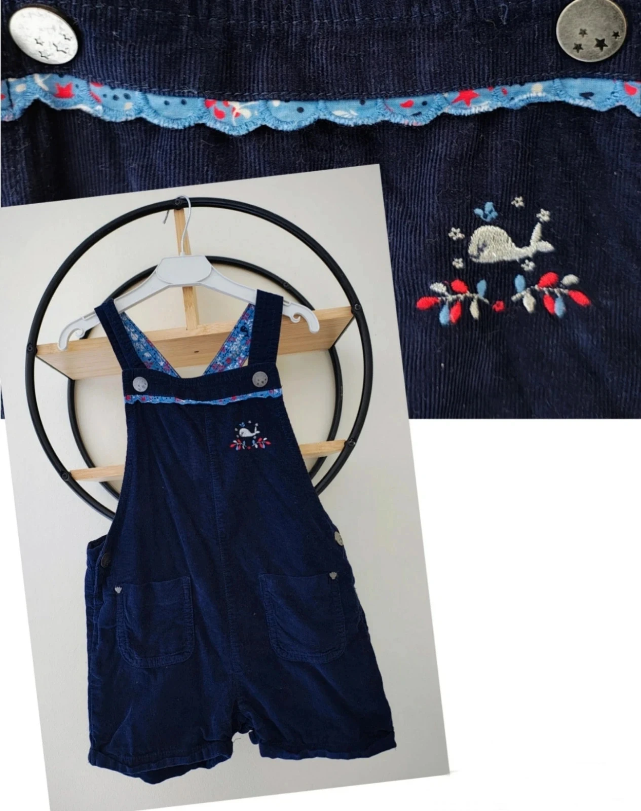 5 ans salopette short côtelée sergent major
